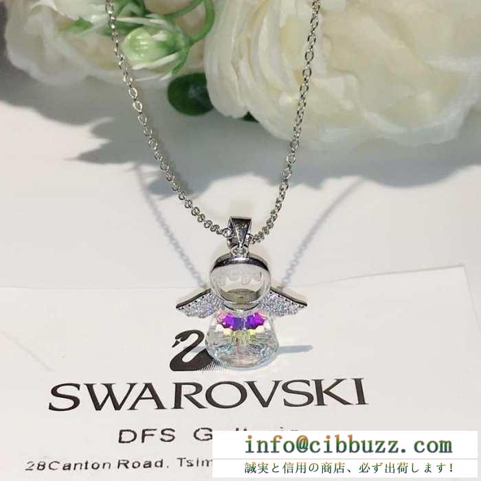 超激得高品質　SWAROVSKI スワロフスキー人気ネックレスコピー　透明な水晶可愛い天使のモチーフ　洗練された雰囲気