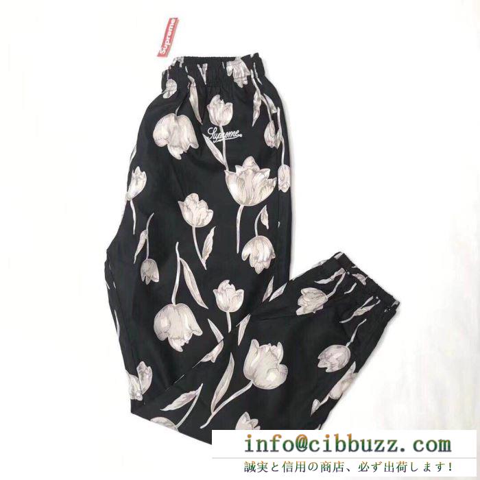カラーリング素敵な supreme 19ss floral silk track pant 3色可選 スエットパンツ上品な涼やかさある印象に