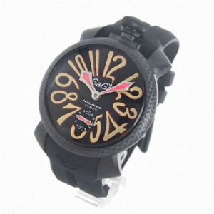 大好評のガガミラノ マニュアーレ時計黒48mm品質保証 コピー 5016.9 手巻き スモールセコンド ラバー