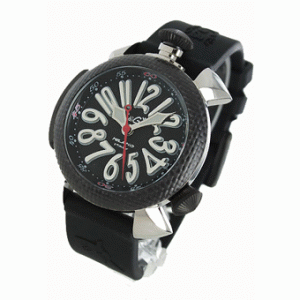 [男の腕時計]ガガミラノ新品 ダイビング48mm コピー 5046 チタン オートマチック ラバー カーボンブラック
