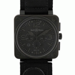 綺麗目な時計ベル＆ロスコピー BR01-94BLACK クロノグラフ ブラック ステ...