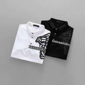 HOT人気新品VERSACE コピー ヴェルサーチPolo Shirt   薄手 吸汗 半袖 ボーダーポロシャツ ゴルフ メンズ