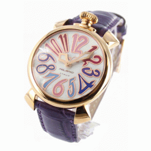 ガガミラノ個性が強い時計 マニュアーレ40mm 5021.1 レザー パープル/GPホワイトシェル定番限定セール