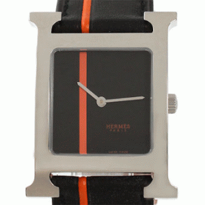 個性主張定番ブランドエルメス Hウォッチ スーパーコピー HH1210.331.VBOB 個性的オックス レザー ブラック＆オレンジ腕時計