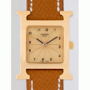 VIP価格セールエルメス Hウォッチ 新作コピー HH1.201.460/UGO GP ブラウン皮ベルト シャンパンビジネスの腕時計