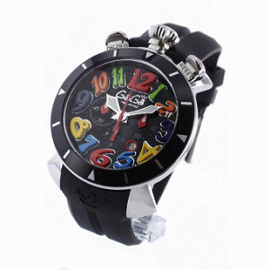 海外最大の新作時計ガガミラノ クロノ48mm 潮流ファションデザイン 6050.2 ラバー ブラック