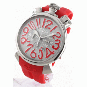 個性的なガガミラノ腕時計 クロノ48mmコピー 5050.4 ラバー レッド/グレー品質保証新作