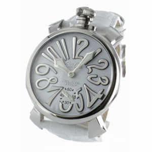 海外モデルガガミラノ 腕時計マニュアーレ48mm コピー 5010.10 手巻き スモールセコンド レザー ホワイト 定番化