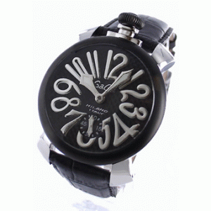 最新入荷ガガミラノ腕時計セール マニュアーレ48mm 高人気新品コピー 5013.1 スモールセコンド レザー カーボンブラック