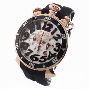ガガミラノ この季気になるクロノ48mm ステキな腕時計 6056.6 ラバー ブラック/PGPシャンパンシルバー超素晴らしい